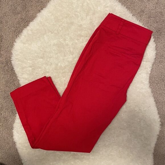 𝅺Ann Taylor Factory Petite Red Ankle Cropped Pants Size 00P - Picture 4 of 7